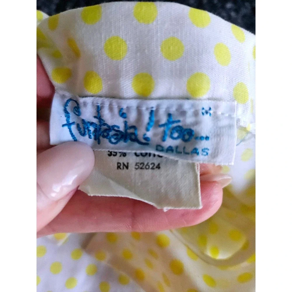 Funtasia Too Chicken Applique Bubble Romper Yellow Polka Dot Toddler Size M VTG